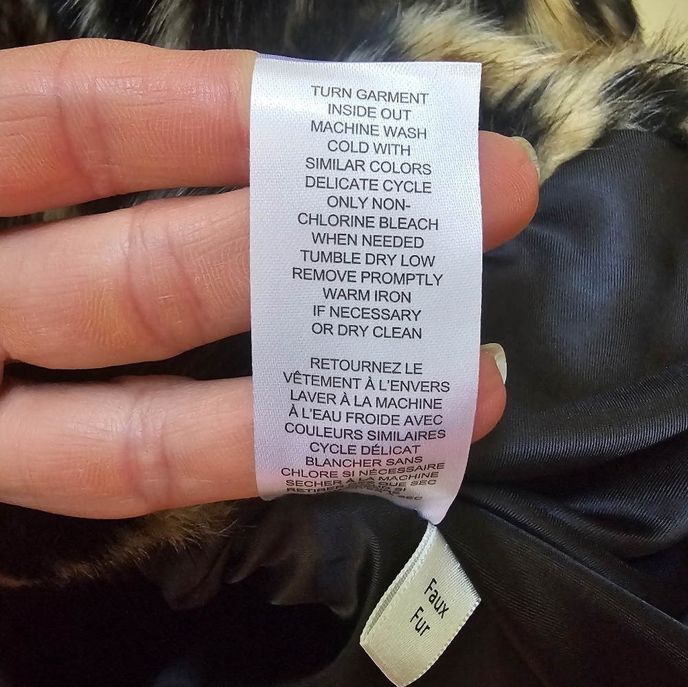 Tahari Leopard Print Faux Fur Teddy Jacket - Black & Tan - Picture 4 of 5